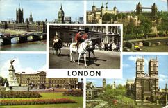 CPA The Houses of Parliament the Tower and Tower Bridge and Westminster Bridge HM the Queen and HRH 