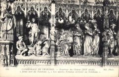 CPA Cathedrale de Chartres Pourtour du Choeur XVIs Jesus sort du Tombeau les saintes Femmes arrivent