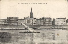 CPA Toulouse Le Quai de Tounis Canoe Bateau