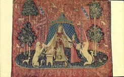 CPA Tapisserie La dame a la licorne 