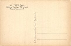 CPA Troyes Aube Hotel de Vauluisant Rue de Vauluisant