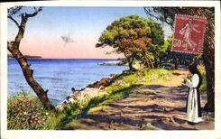 CPA Ile Saint Honorat Meditation sous les Pins seculaires 