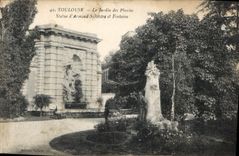 CPA Toulouse Le Jardin des Plantes Statue d'Armand Sylvestre et Fontaine 