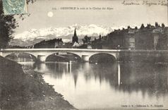 CPA Grenoble la nuit et la Chaine des Alpes 