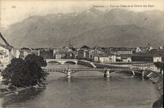 CPA Grenoble Vue sur l'Isere et la Chaine des Alpes 