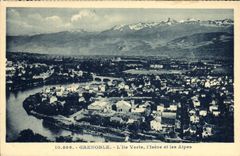 CPA Grenoble L'Ile Verte L'Isere et les Alpes 