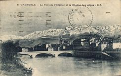 CPA Grenoble Le Pont de l'Hopital et la Chaine des Alpes 