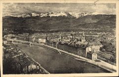 CPA Grenoble Panorama Vue Generale et la Chaine des Alpes 
