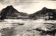 CPA Grenoble Le Pont suspendu sur le Drac 