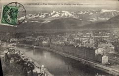 CPA Grenoble vue generale et la Chaine des Alpes 