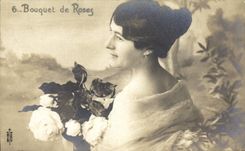 CPA Bouquet de Roses Femme