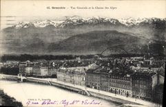 CPA Grenoble vue generale et la Chaine des Alpes 