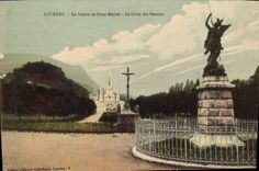 CPA Lourdes la Statue de Saint Michel la Croix des Bretons 