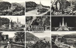 CPA Lourdes la Basilique l'Apparition la Vierge Couronnee la Grotte Miraculeuse et le Chateau fort 