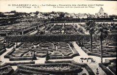 CPA Villandry I et L Le Chateau Ensemble des Jardins avec l'Eglise et le Village 