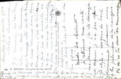 CPA Menton Vue prise du Cap Martin 