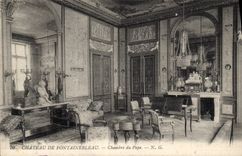 CPA Palais de Fontainebleau Chambre du Pape Publicite Petrole Hahn Cheveux Coq