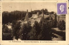CPA Marseille Escalier monumental de la Gare Saint Charles 