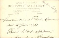 CARTE PHOTO Enfant Communiante