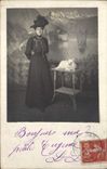 CARTE PHOTO Femme Chien