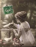 CPA Amities Femme Colombe
