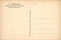 CPA Troyes Aube Hotel de Vauluisant Rue de Vauluisant 