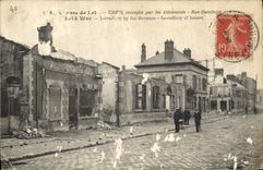 CPA Creil Incendie par les Allemands Rue Gambetta 