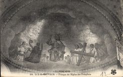 CPA Luz St Sauveur Fresque de l'Eglise des Templiers 