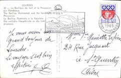 CPA Lourdes La Basilique de nuit et la Procession aux Flambeaux 