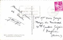 CPA Lourdes La Basilique Illuminee et la Procession aux Flambeux 