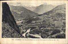 CPA Lourdes La Vallee d'Argeles vue du Funiculaire du Pic du Jer 