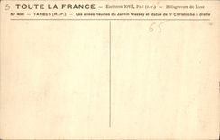 CPA Tarbes HP Les allees fleuries du Jardin Massey et statue de St Christophe a droite