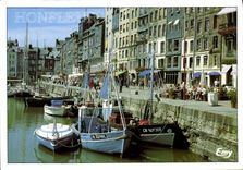 CPM Honfleur Calvados le Vieux Bassin et le Quai Sainte Catherine Bateaux de peche