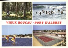CPM Paysages des Landes Jogging dans la Foret Balgnade Planche a voile sur le Lav Tennis les Arenes 