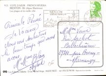 CPM Cote d'Azur Menton Alpes Maritimes les Plages et la Vieille Ville Planche a voile