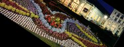 CPM Cabourg Calvados la Plage des Fleurs le Casino et les Jardins illumines 