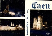 CPM Caen Calvados L'Eglise Saint Pierre L'Abbaye aux hommes et Hotel de Ville L'Eglise de la Trinite