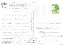 CPM Bordeaux la Porte de Bourgogne Arc de Triomphe Bordelais au fond le Pont de Pierre Automobile