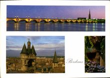 CPM Bordeaux le Pont de Pierre et la Porte de la Grosse Cloche 