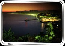 CPM Reflets de la Cote d'Azur Nice la nuit le port et la Promenade des Anglais 