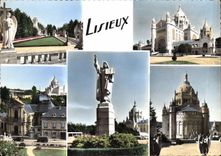 CPM Lisieux Calvados Statue de ste Therese le Chemin de Croix la Basilique le Cosmel et la Basilique