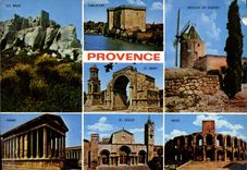 CPM Souvenir de Provence Les Baux Tarascon Moulin de Daudet Nimes St Gilles Arles