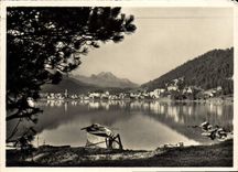 CPM Blick uber den St Moritzersee auf St Moritz Bad u Piz della Margna 