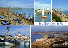 CPM La Vendee Touristique Saint Gilles Croix de Vie Le Port Les Plages 