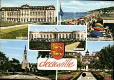 CPM Deauville Plage Fleurie Royal Hotel Bar du soleil La promenade L'eglise St augustin Normandy  Ho