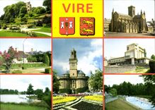 CPM Vire Calvados Les ruines de l'Ancien donjon L'Eglise 