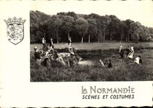 CPA Groupe Folklorique de Haute Normandie rouen Ensembles pittoresque sur le bord de la Lon li Lon l