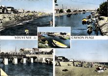 CPM Carnon Plage Herault Plage Rive Gauche le Canal et au fond le Pont le Port le Pont du Canatl et 