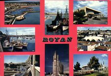 CPM Royan cote de Beaute la Plage le Port le Palais des congres le Marche le Fron de mer l'eglise No