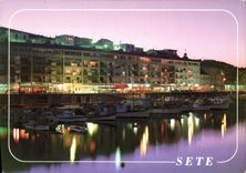 CPM Sete Herault le Port et la promenade J B Marty sous les feux de la nuit 